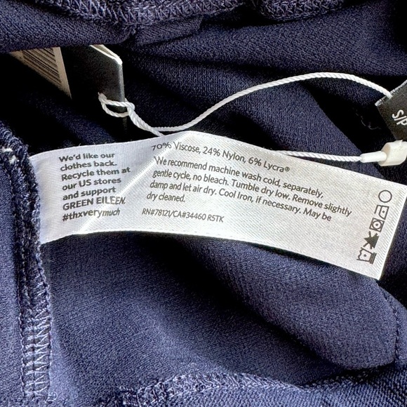 NWT Eileen Fisher Slim Ankle Pants Navy Stretch Knit Pull-On Travel Size S/P - Picture 5 of 8